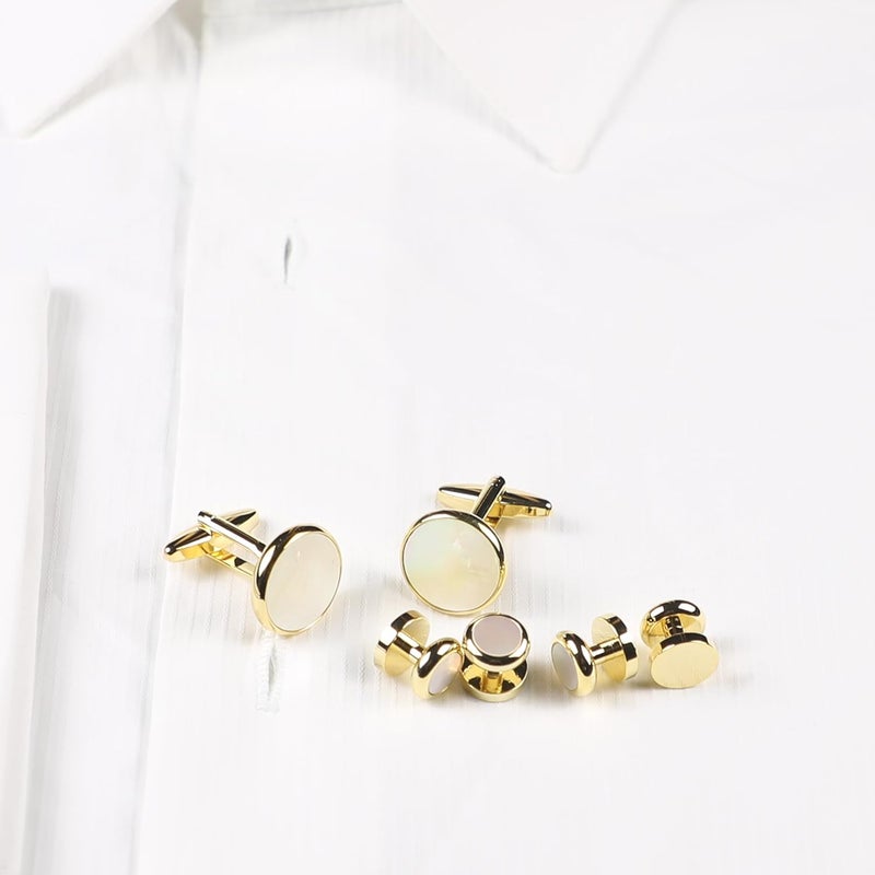 MENDEPOT Men Formal Wear Dress Shirt Cufflinks And Studs Set With Box Wedding Groom Groomsmen Gift - Image 3